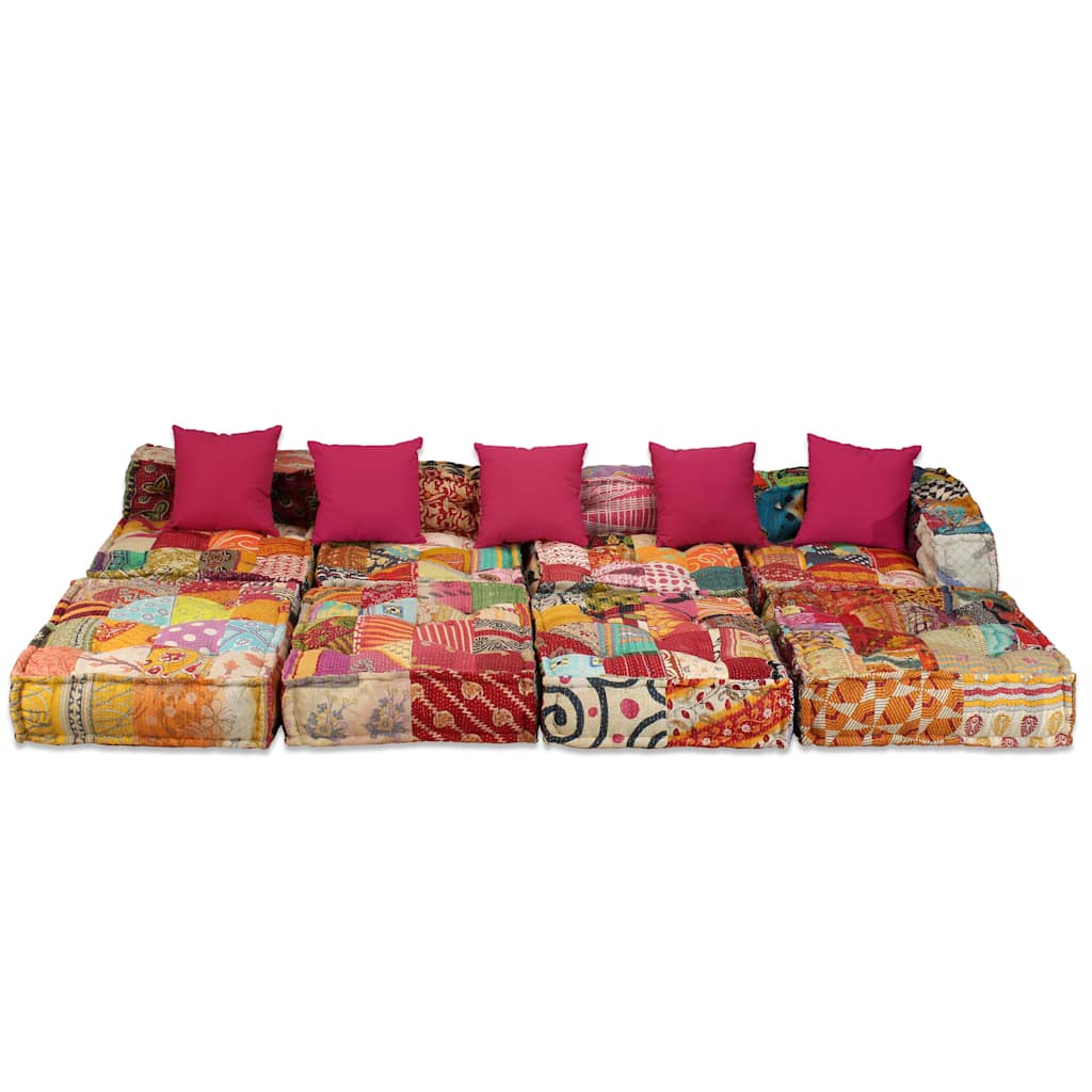 Pouf modulable 4 places en tissu patchwork