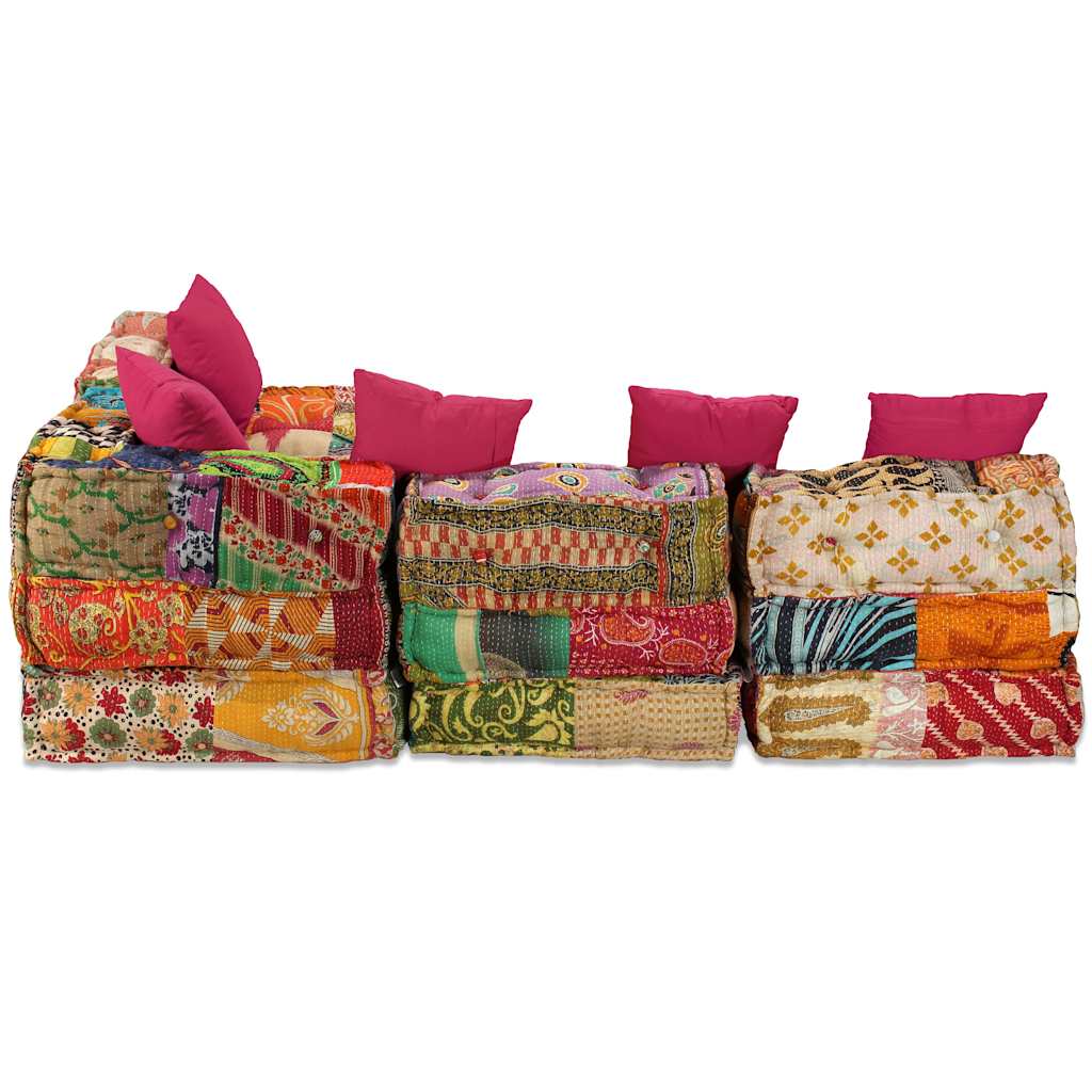 Pouf modulable 4 places en tissu patchwork