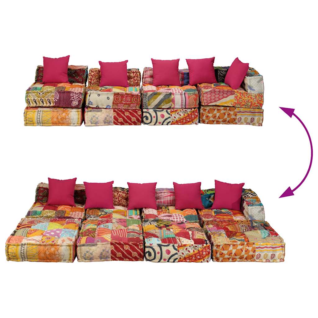 Pouf modulable 4 places en tissu patchwork