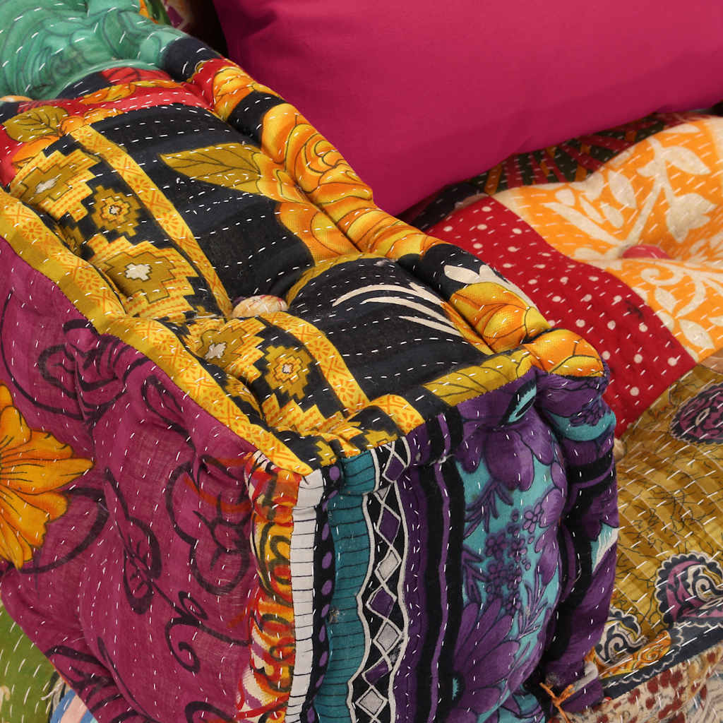 Pouf modulable 4 places en tissu patchwork