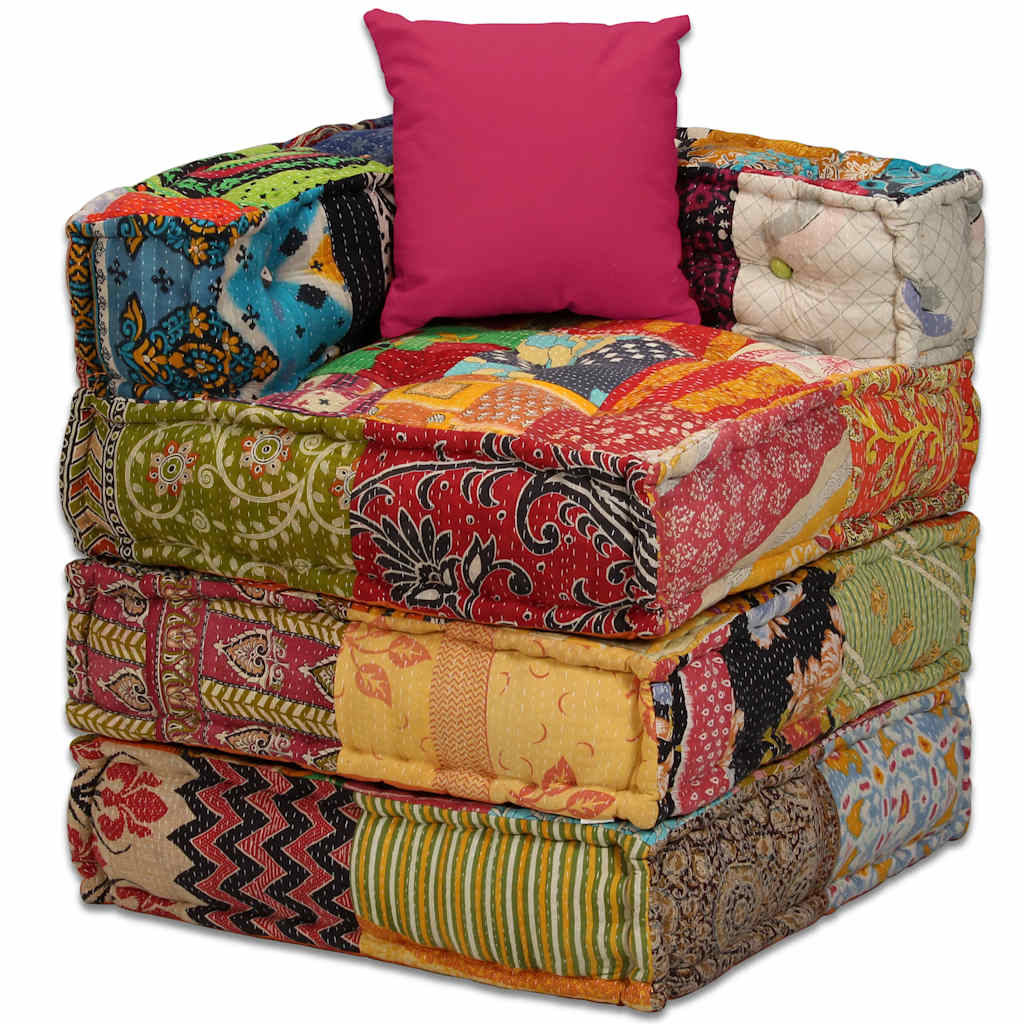 Pouf modulable 4 places en tissu patchwork