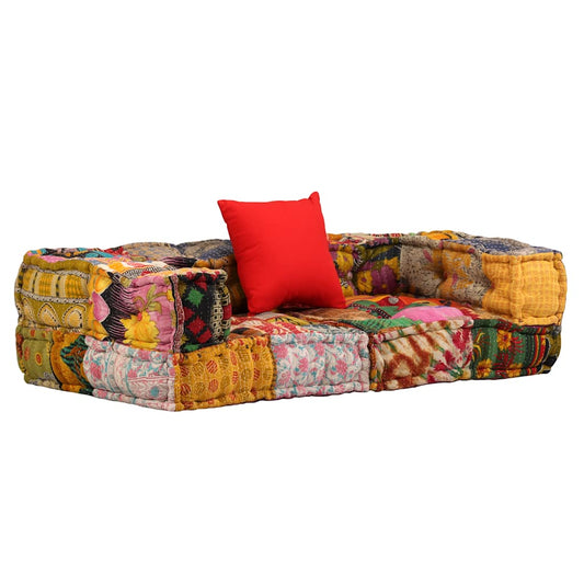 2-Sitzer Modularer Pouf Patchwork Stoff
