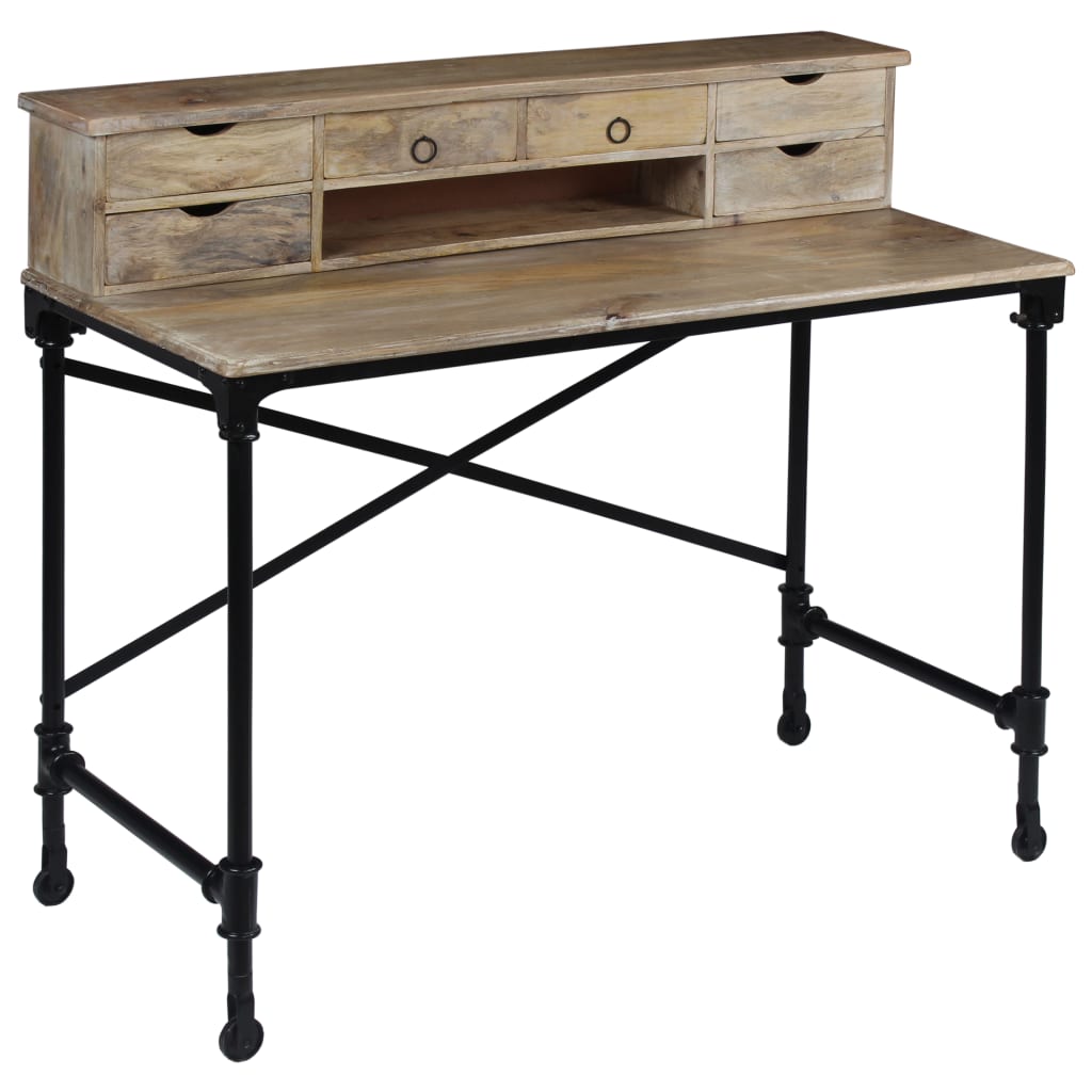 Bureau en bois de manguier massif et acier 110 x 50 x 96 cm