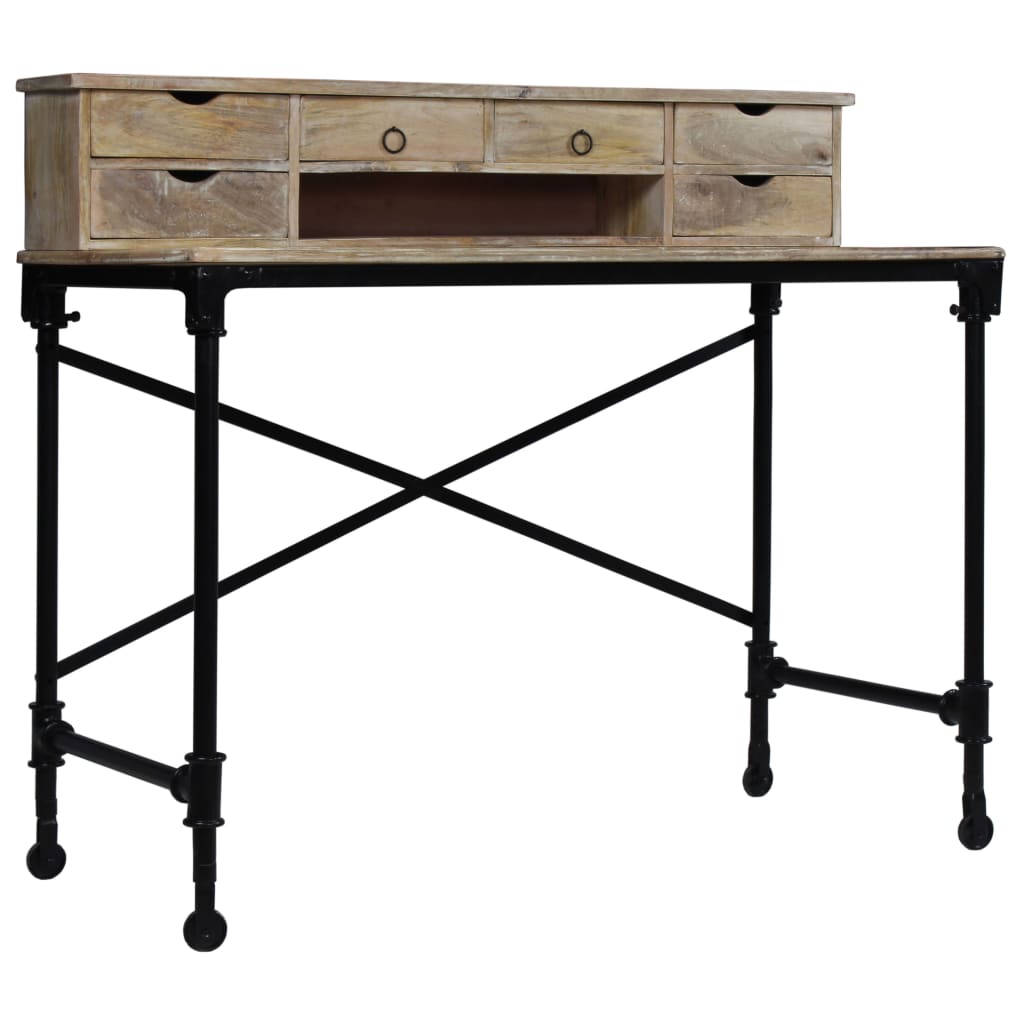 Bureau en bois de manguier massif et acier 110 x 50 x 96 cm