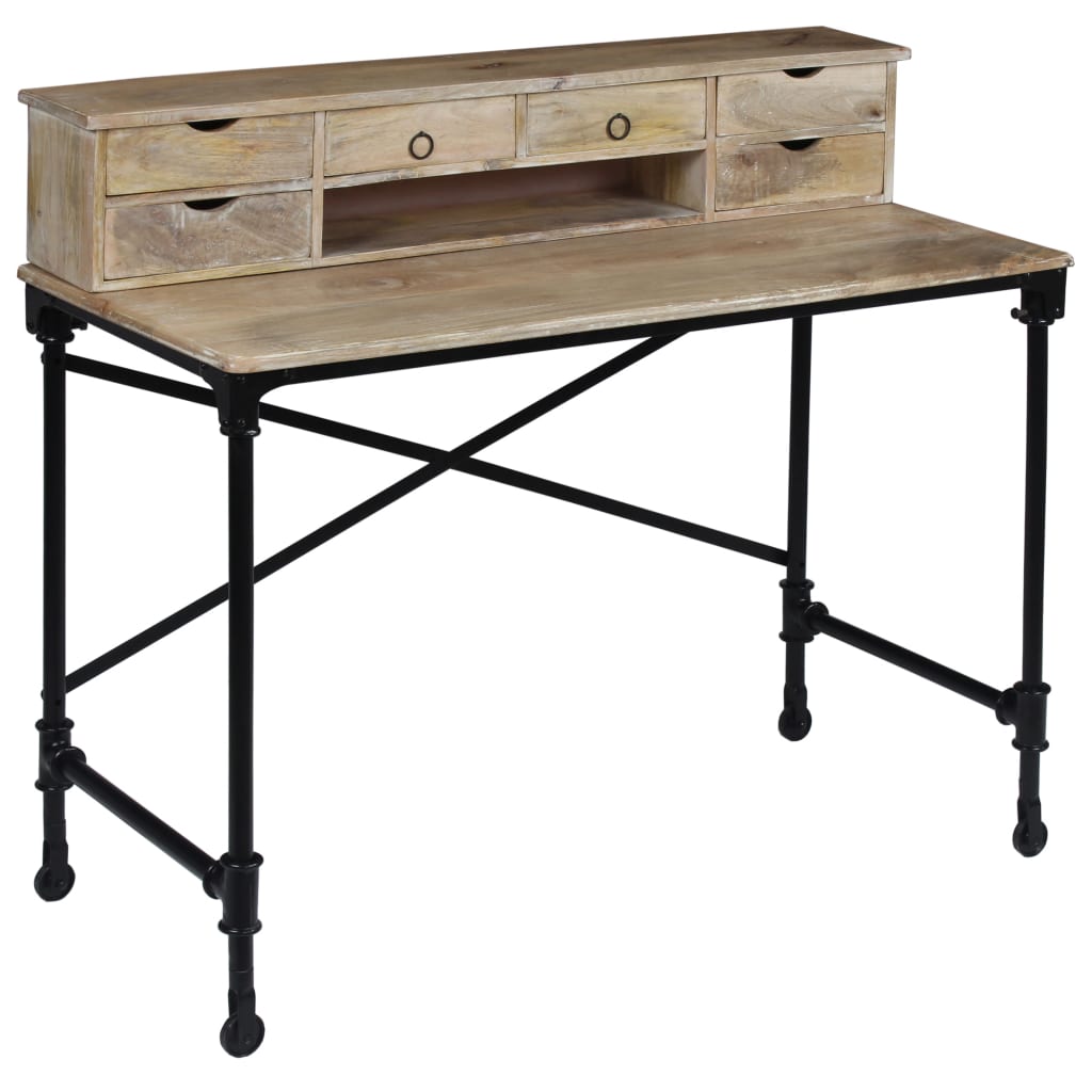Bureau en bois de manguier massif et acier 110 x 50 x 96 cm