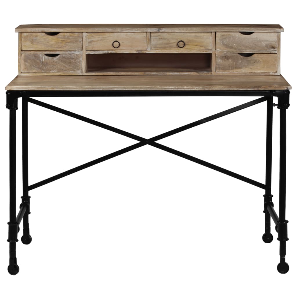 Bureau en bois de manguier massif et acier 110 x 50 x 96 cm