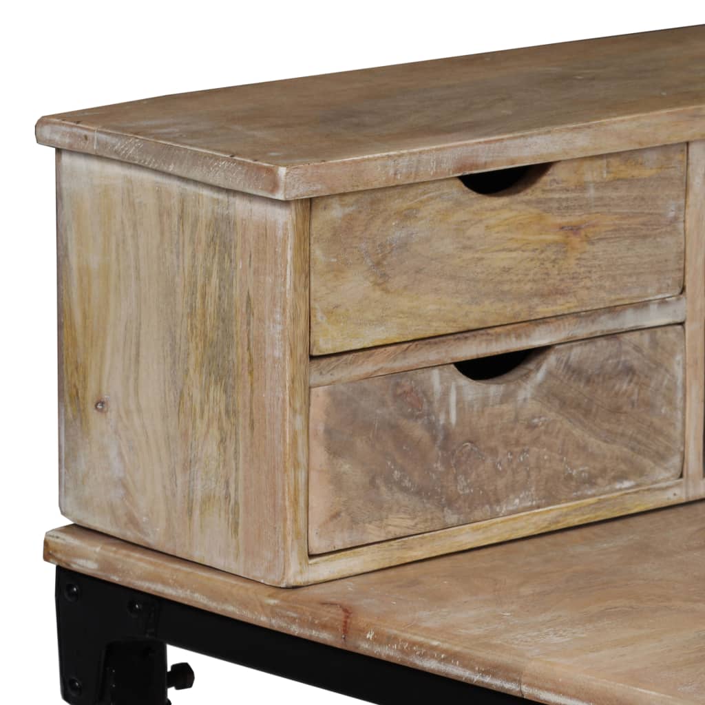Bureau en bois de manguier massif et acier 110 x 50 x 96 cm