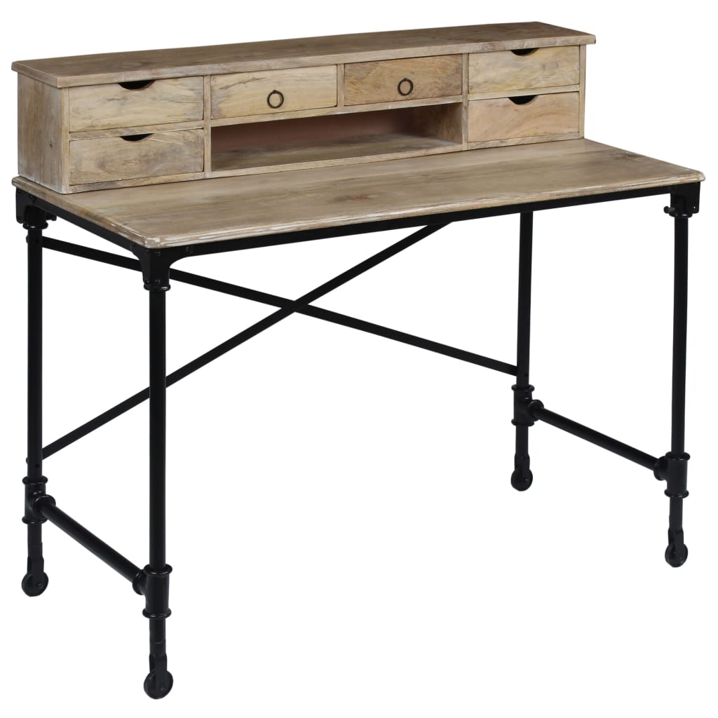 Bureau en bois de manguier massif et acier 110 x 50 x 96 cm