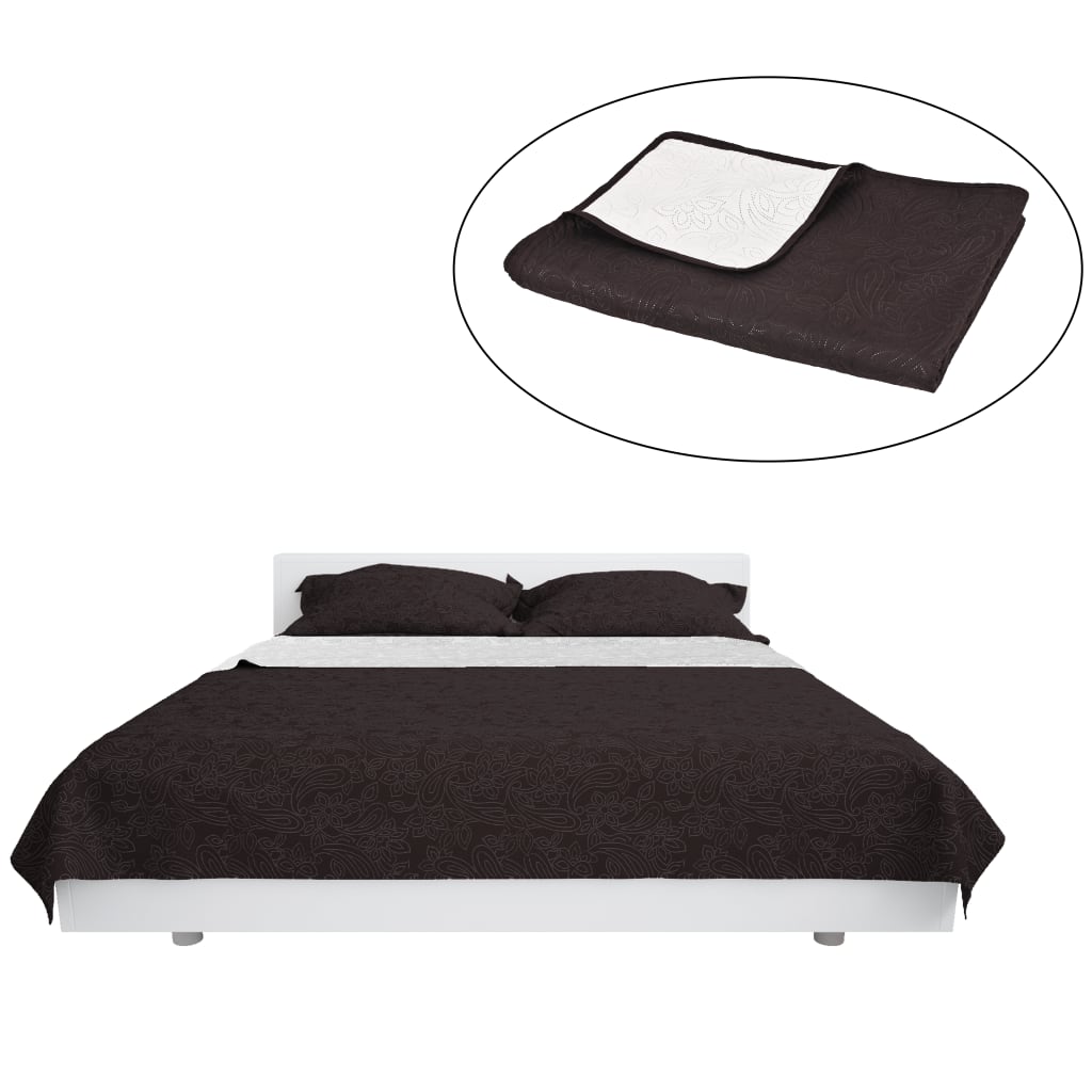 Jeté de lit réversible matelassé 230 x 260 cm crème et marron