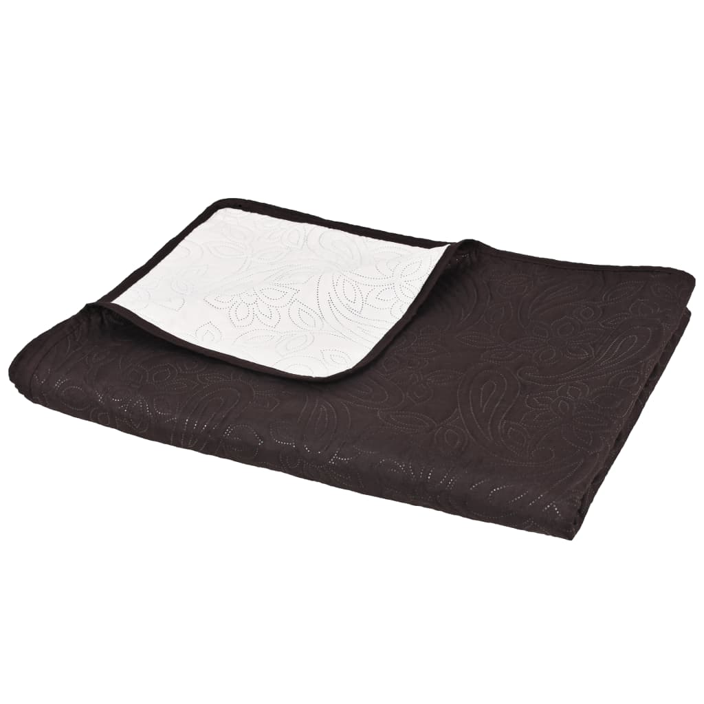 Jeté de lit réversible matelassé 230 x 260 cm crème et marron