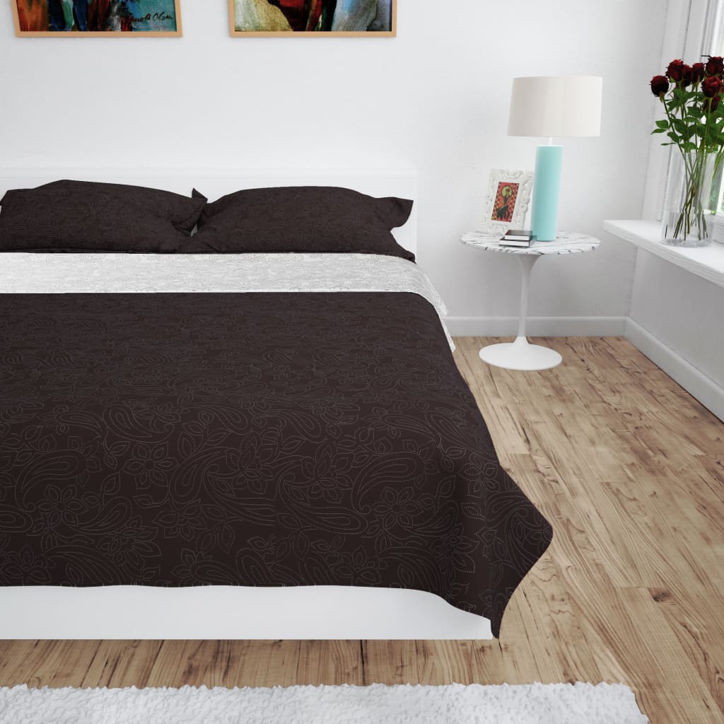 Jeté de lit réversible matelassé 230 x 260 cm crème et marron