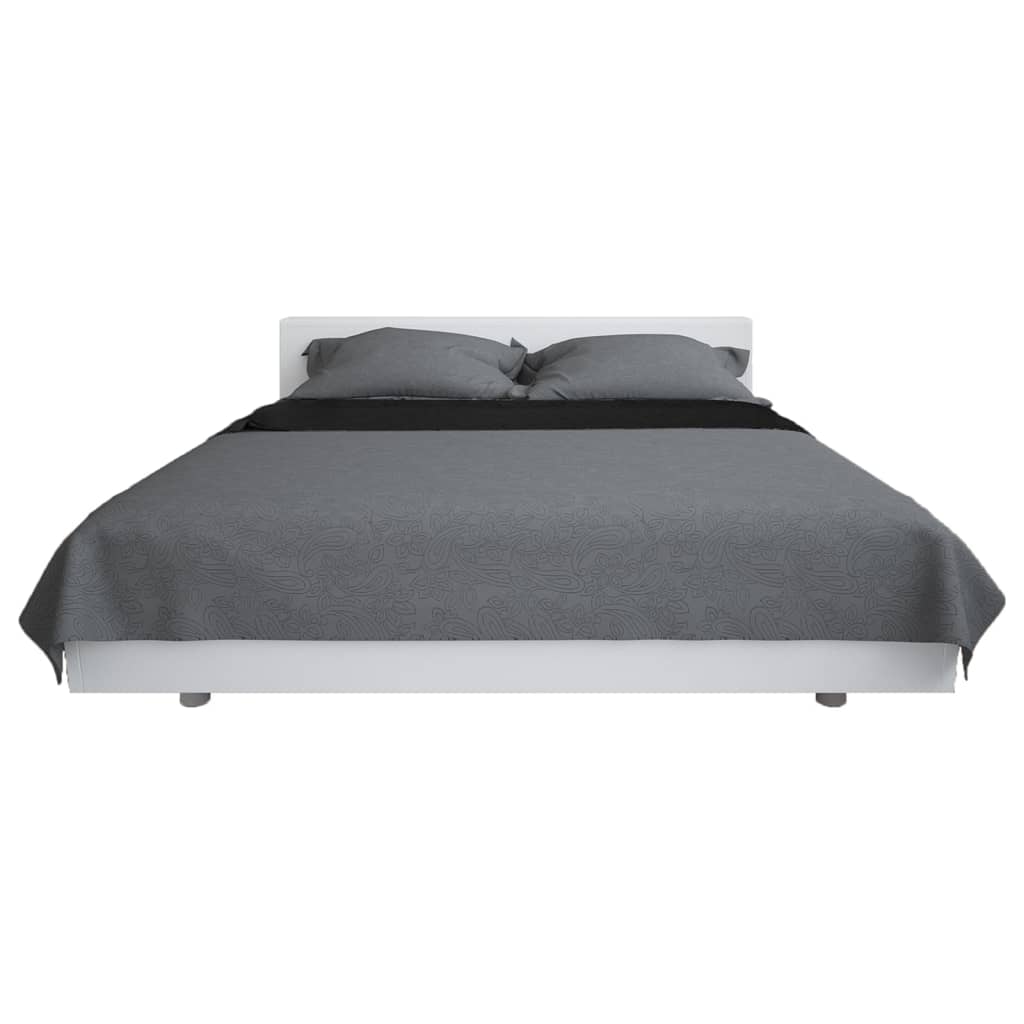 Couvre-lit réversible matelassé 170 x 210 cm gris et noir