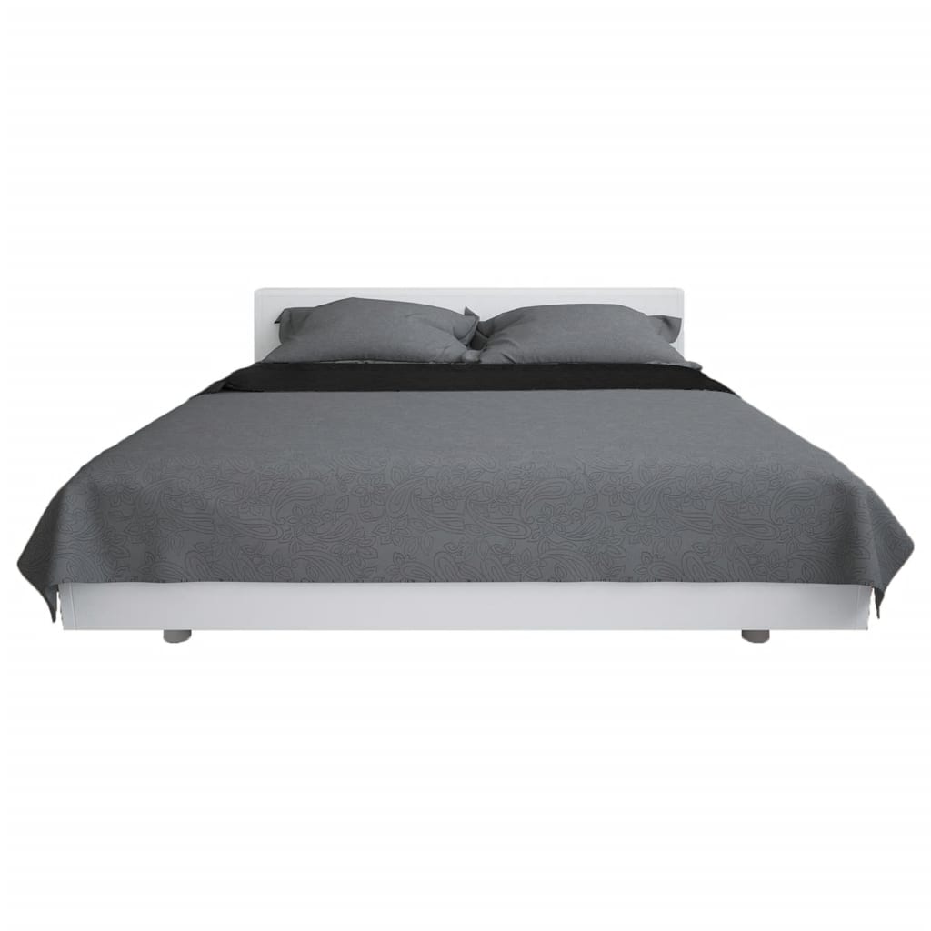 Couvre-lit réversible matelassé 220 x 240 cm gris et noir