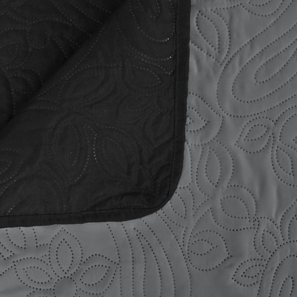 Couvre-lit réversible matelassé 220 x 240 cm gris et noir