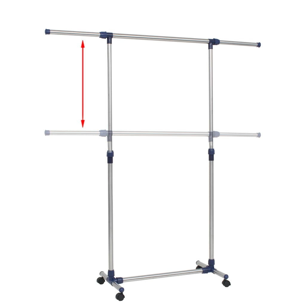 Portant à vêtements réglable en acier inoxydable 165x44x150 cm Argent