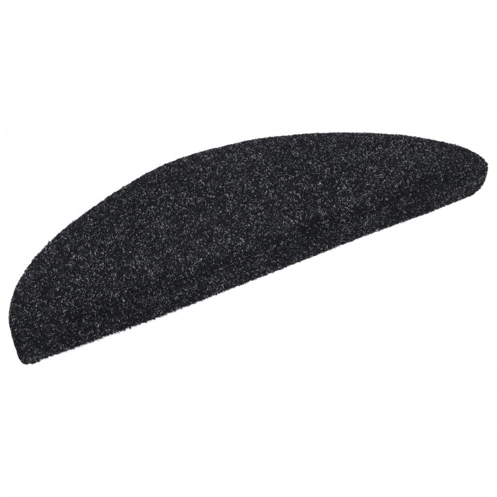 Stufenmatten Selbstklebend 15 Stk. 56x17x3 cm Schwarz Halbrund