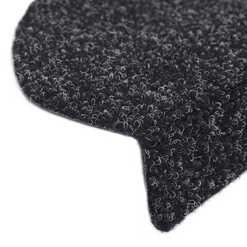 Stufenmatten Selbstklebend 15 Stk. 56x17x3 cm Schwarz Halbrund