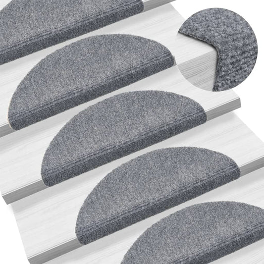 Stufenmatten Selbstklebend 15 Stk. 56x17x3 cm Hellgrau Halbrund