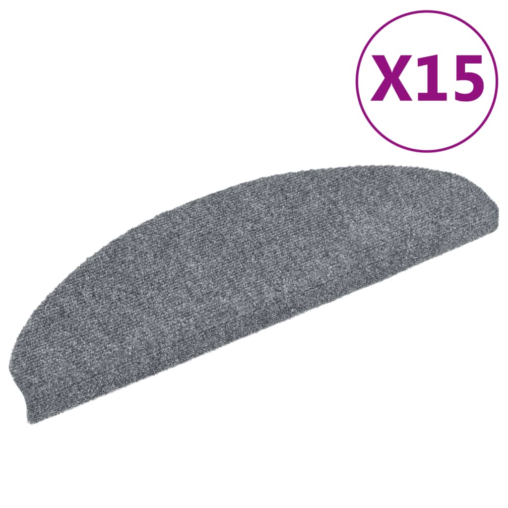 Stair Mats Self-Adhesive 15 pcs. 65x21x4 cm Light Grey Semi-Circular Large