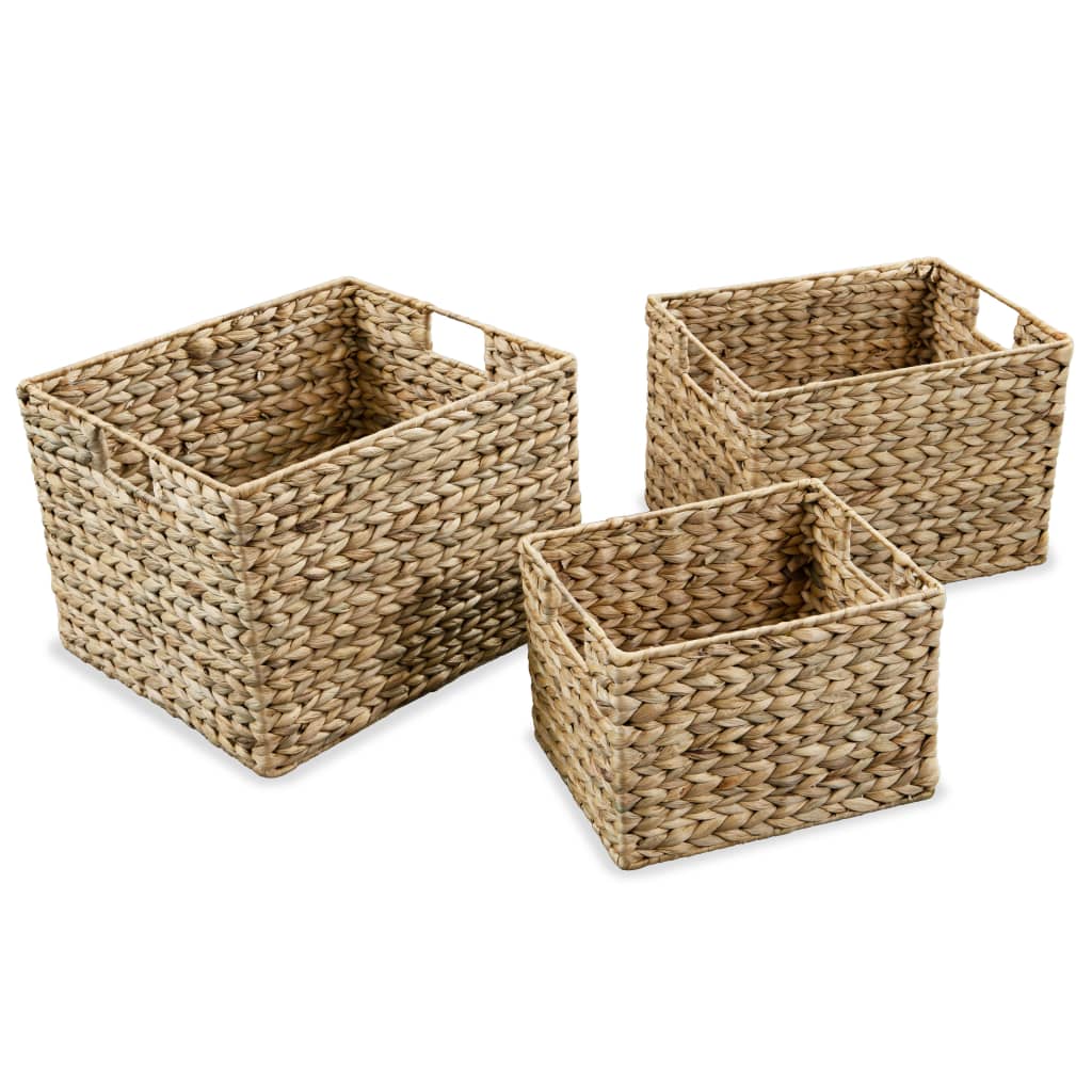 Set de 3 paniers de rangement en jacinthe d'eau