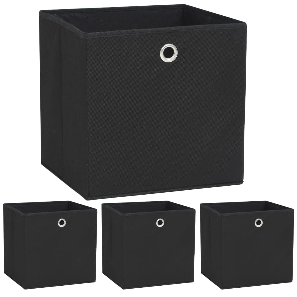 Storage Boxes 4 pcs. Non-Woven Fabric 32x32x32 cm Black