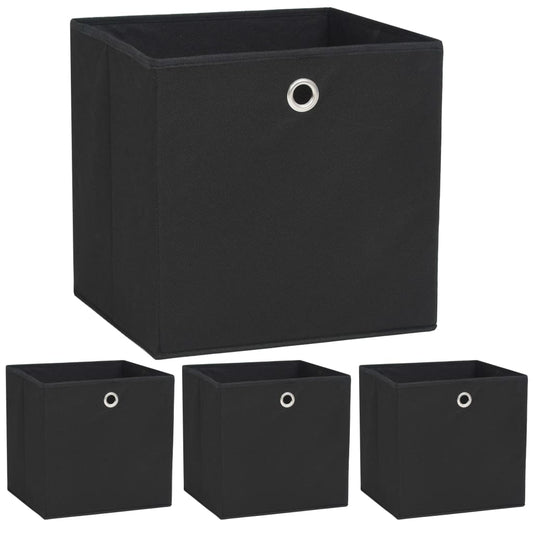 Storage Boxes 4 pcs. Non-Woven Fabric 32x32x32 cm Black