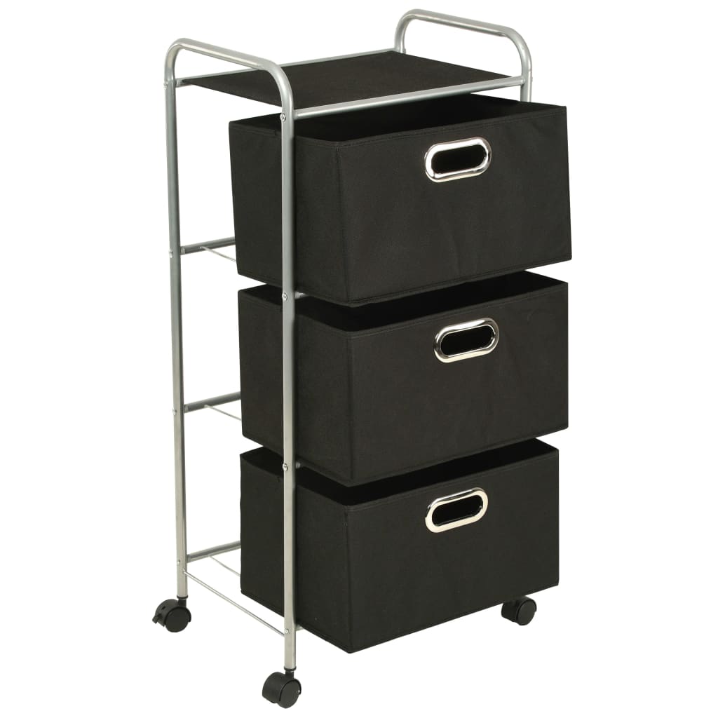 Étagère avec 3 boîtes de rangement en acier et intissé