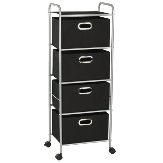 Shelf with 4 Storage Bins Steel and Non-Woven Fabric