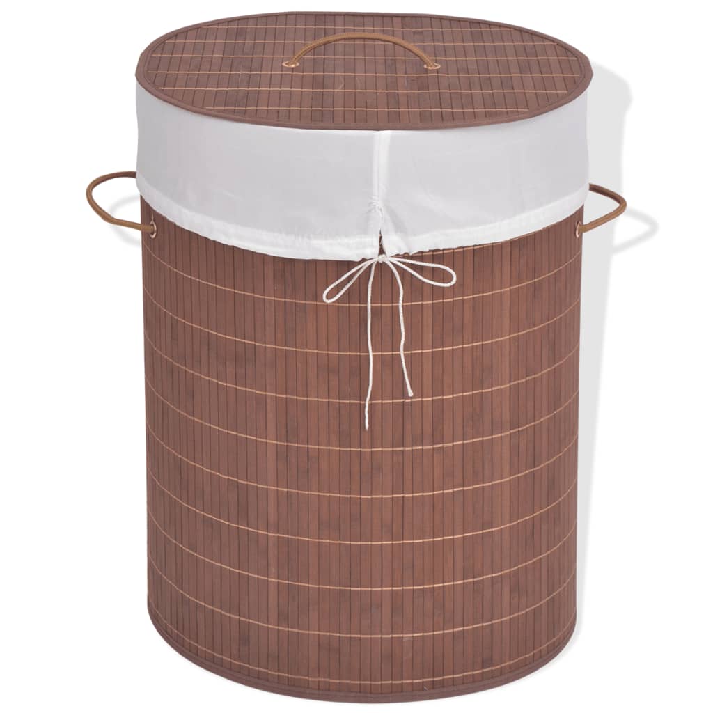 Bamboo Laundry Basket Oval Brown