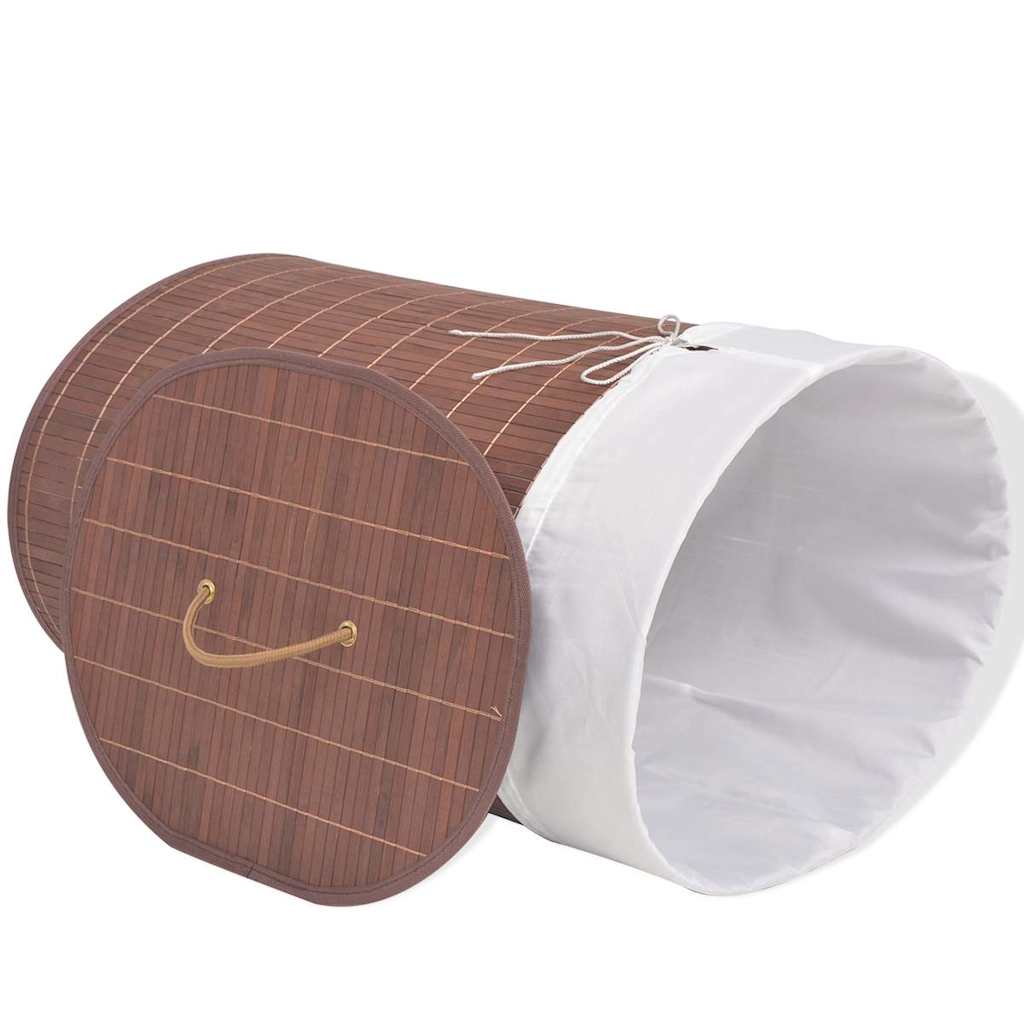 Bamboo Laundry Basket Oval Brown