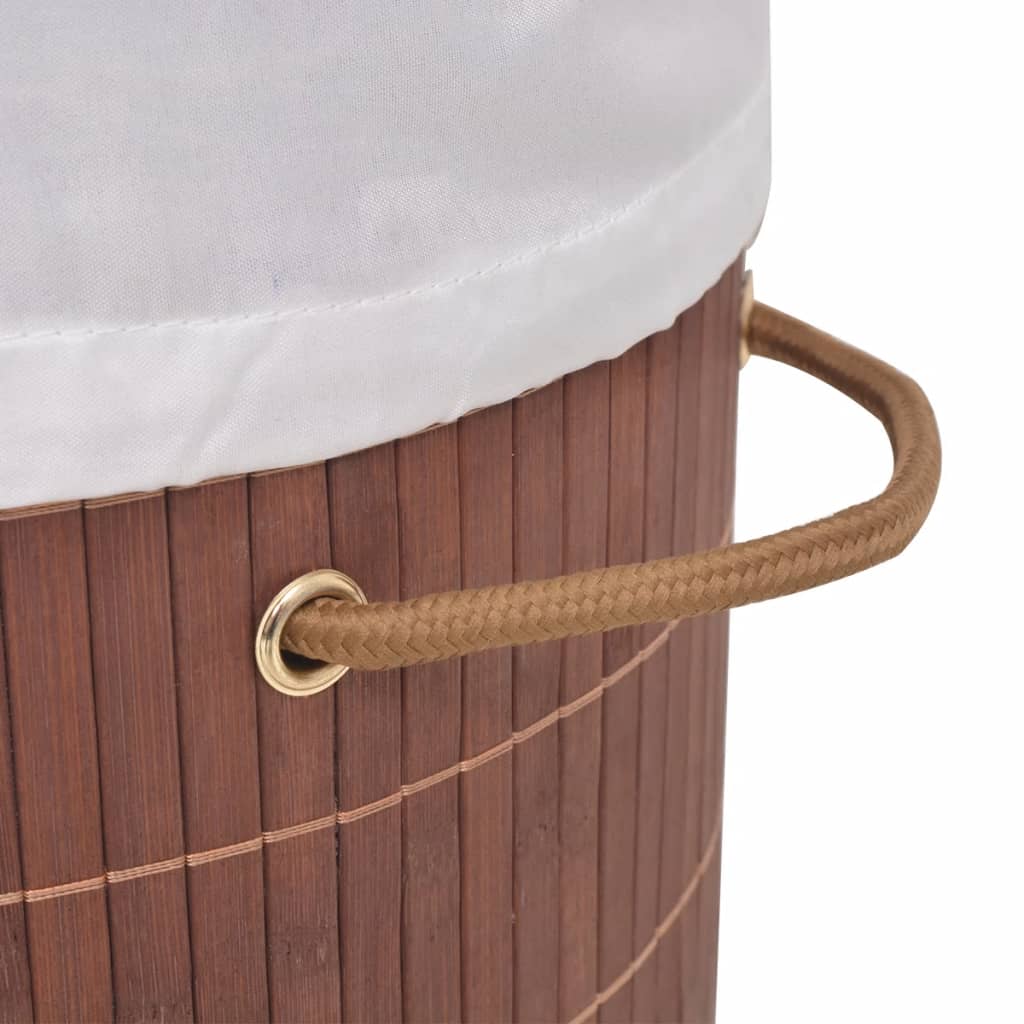 Bamboo Laundry Basket Oval Brown