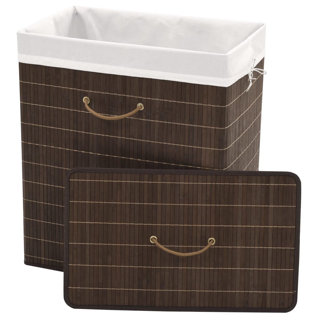Panier à linge en bambou Rectangulaire Marron foncé