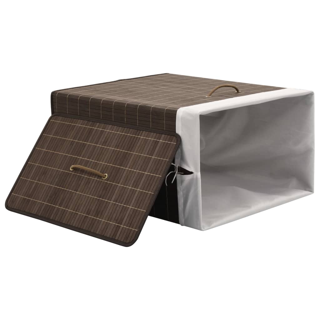 Panier à linge en bambou Rectangulaire Marron foncé
