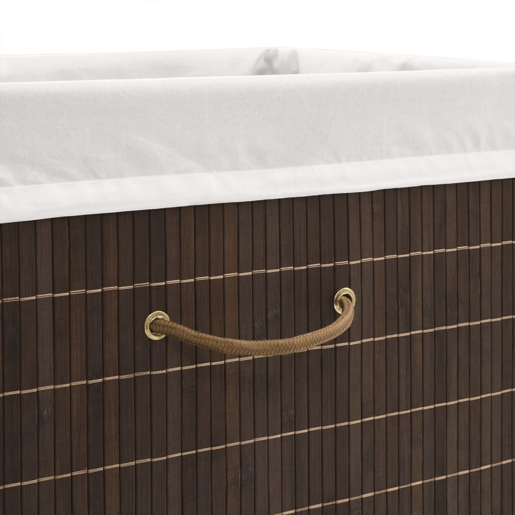 Panier à linge en bambou Rectangulaire Marron foncé