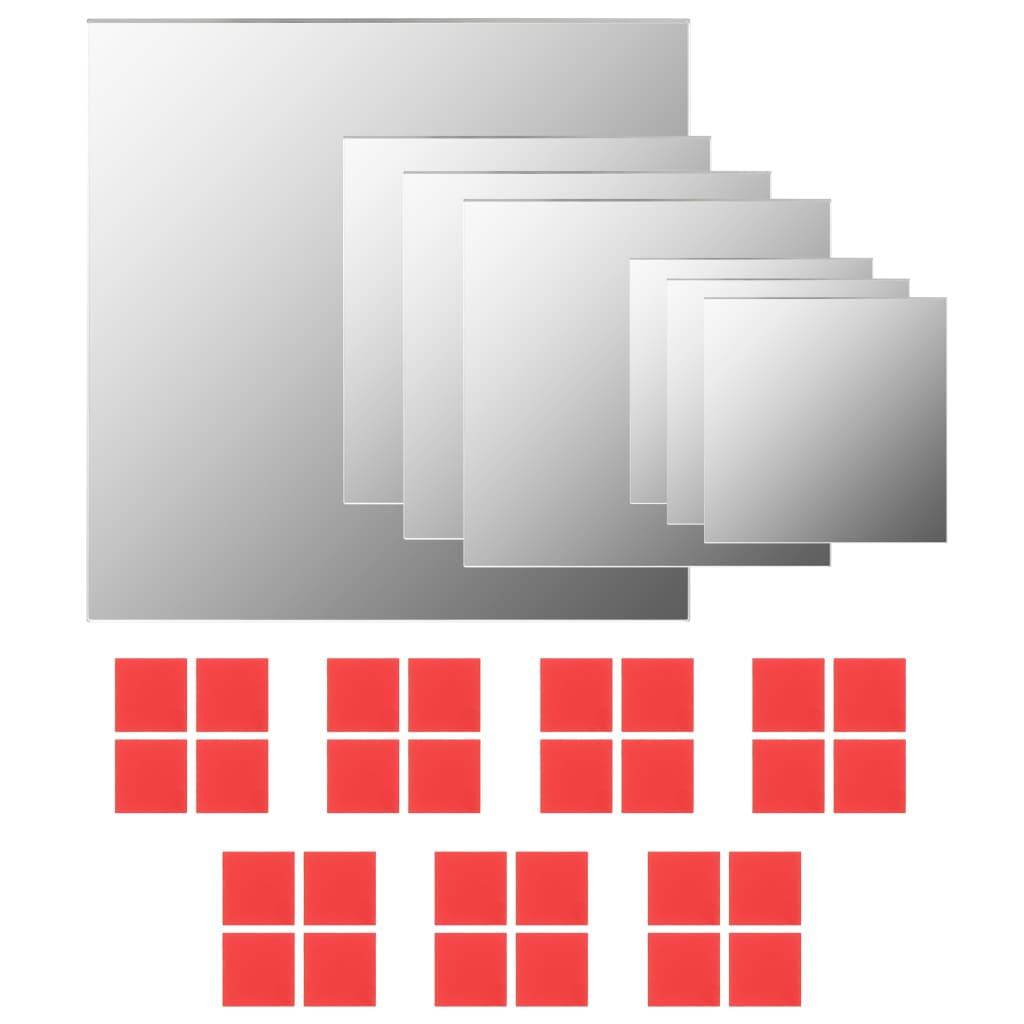 7-Piece Square Wall Mirror Set Glass