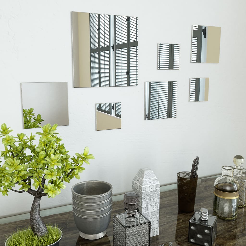 7-Piece Square Wall Mirror Set Glass