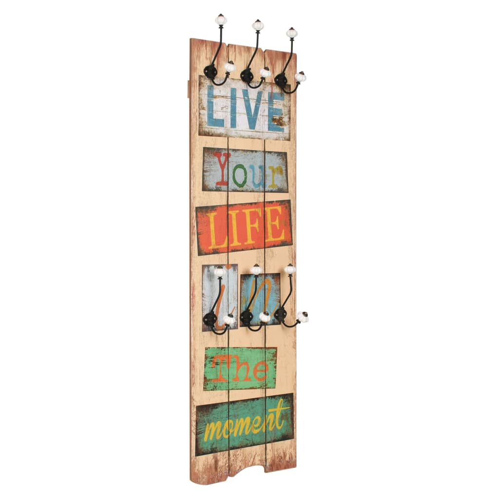 Wall wardrobe with 6 hooks 120 x 40 cm "LIVE LIFE"