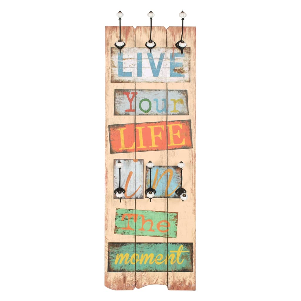 Wall wardrobe with 6 hooks 120 x 40 cm "LIVE LIFE"