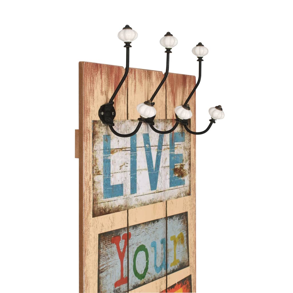 Wall wardrobe with 6 hooks 120 x 40 cm "LIVE LIFE"