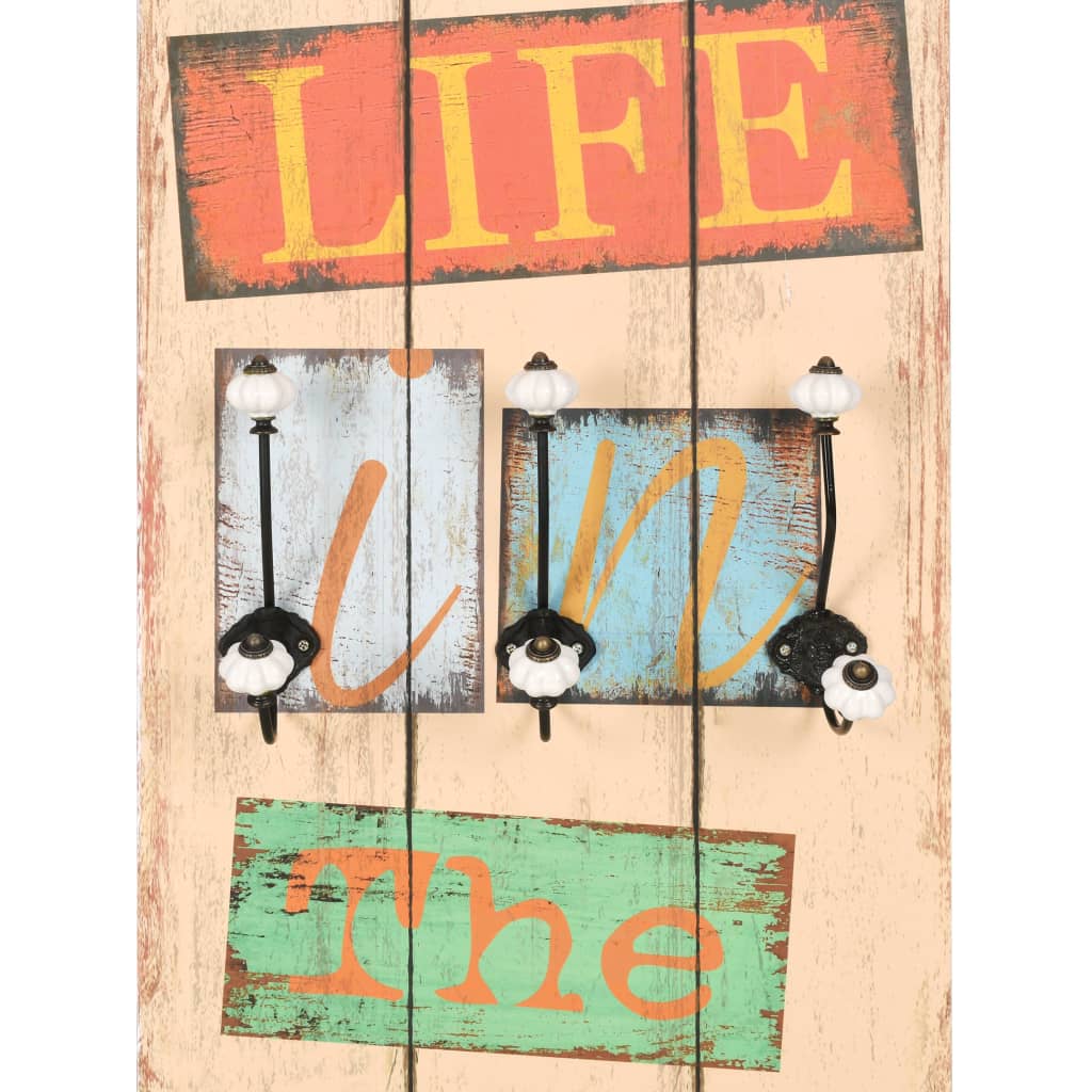 Wall wardrobe with 6 hooks 120 x 40 cm "LIVE LIFE"