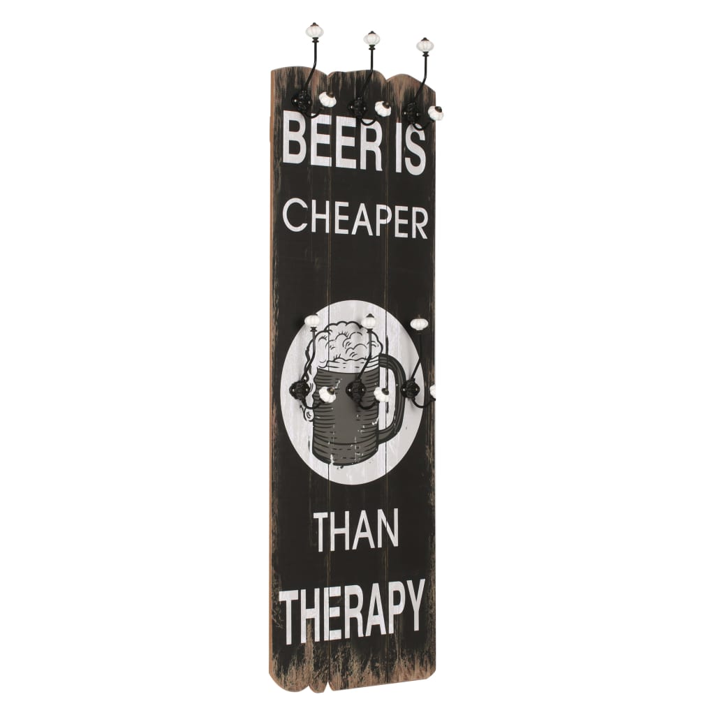 Wall coat rack with 6 hooks 120x40 cm