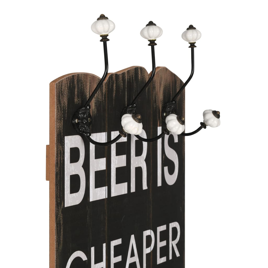 Wall coat rack with 6 hooks 120x40 cm
