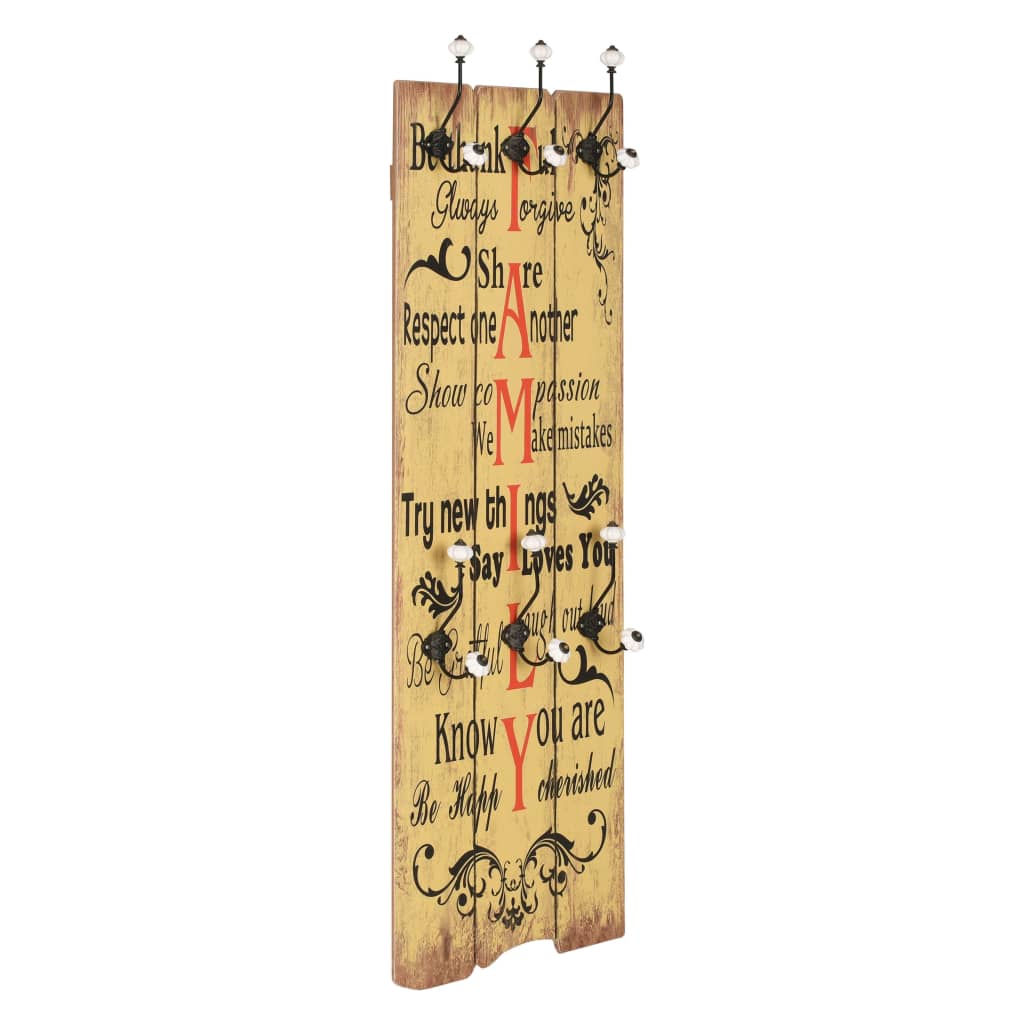 Wall coat rack with 6 hooks 120 x 40 cm "FAMILY"