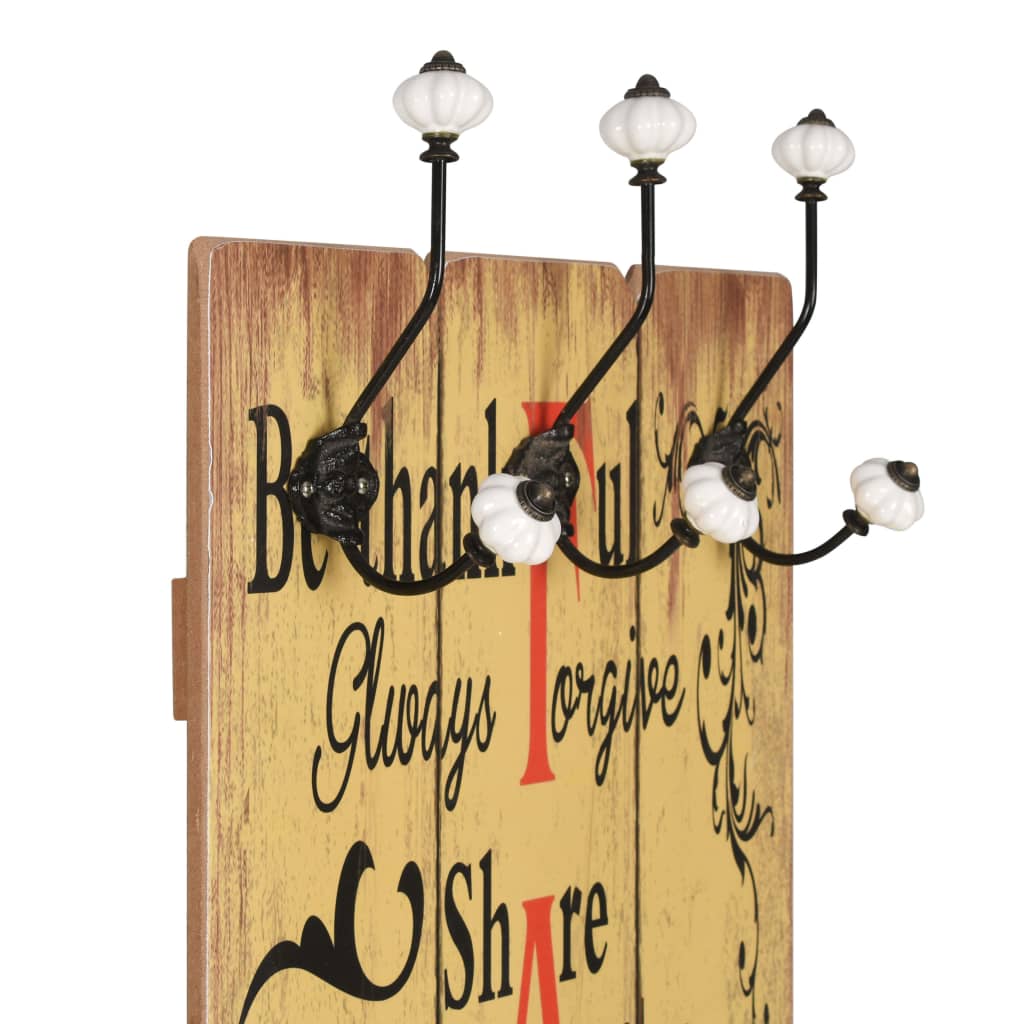 Wall coat rack with 6 hooks 120 x 40 cm "FAMILY"