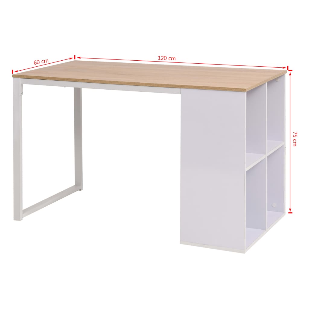 Desk 120×60×75 cm Oak Brown and White