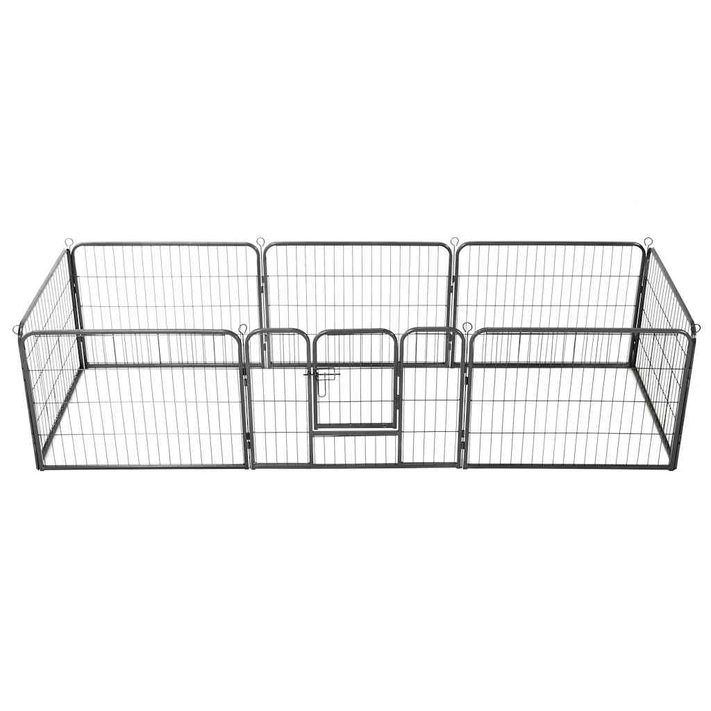 Hunde-Laufgitter 8 Paneele Stahl 60 x 80 cm Schwarz