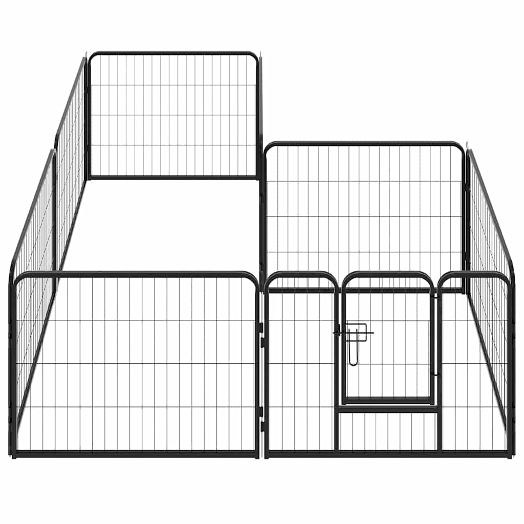Hunde-Laufgitter 8 Paneele Stahl 60 x 80 cm Schwarz