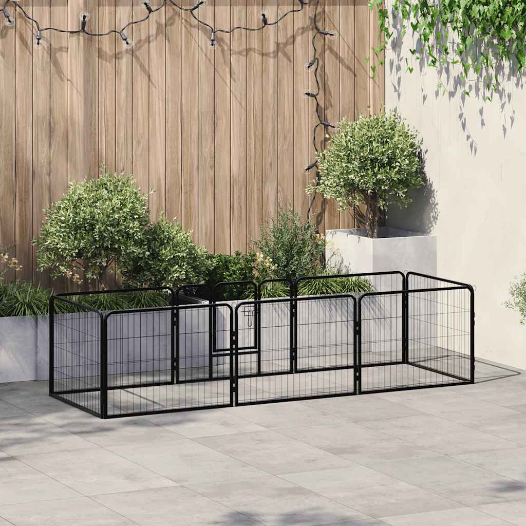 Hunde-Laufgitter 8 Paneele Stahl 60 x 80 cm Schwarz