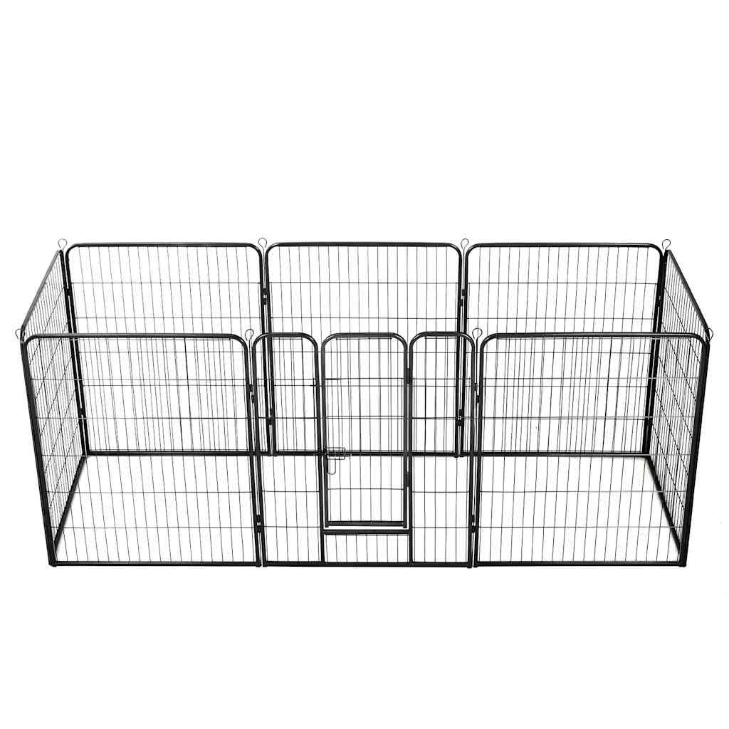 Hunde-Laufgitter 8 Paneele Stahl 80 x 100 cm Schwarz