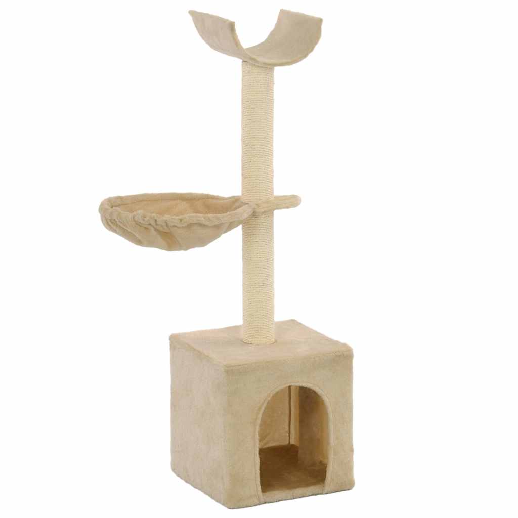Katzen-Kratzbaum mit Sisal-Kratzsäulen 105 cm Beige